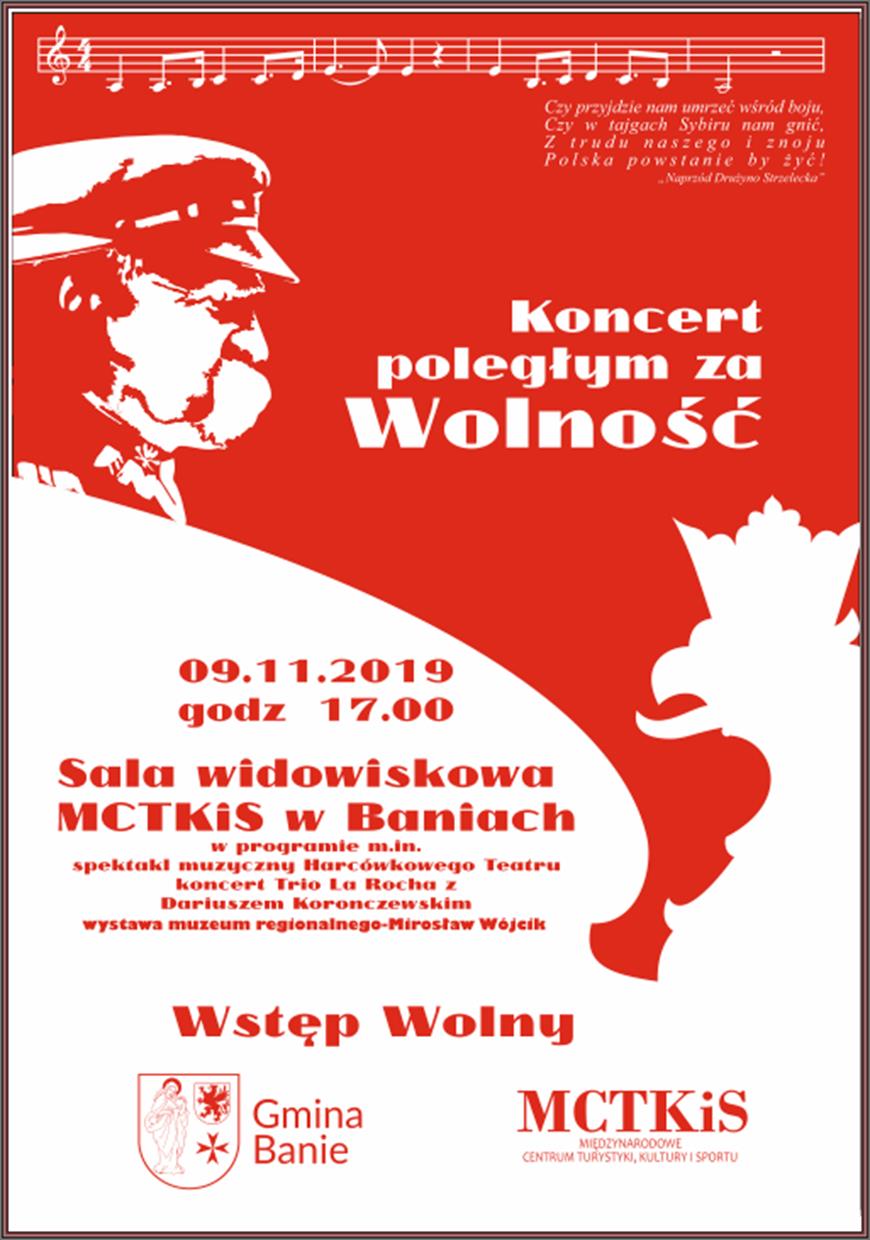 plakat zapraszający na koncert "Poległym za Wolność"