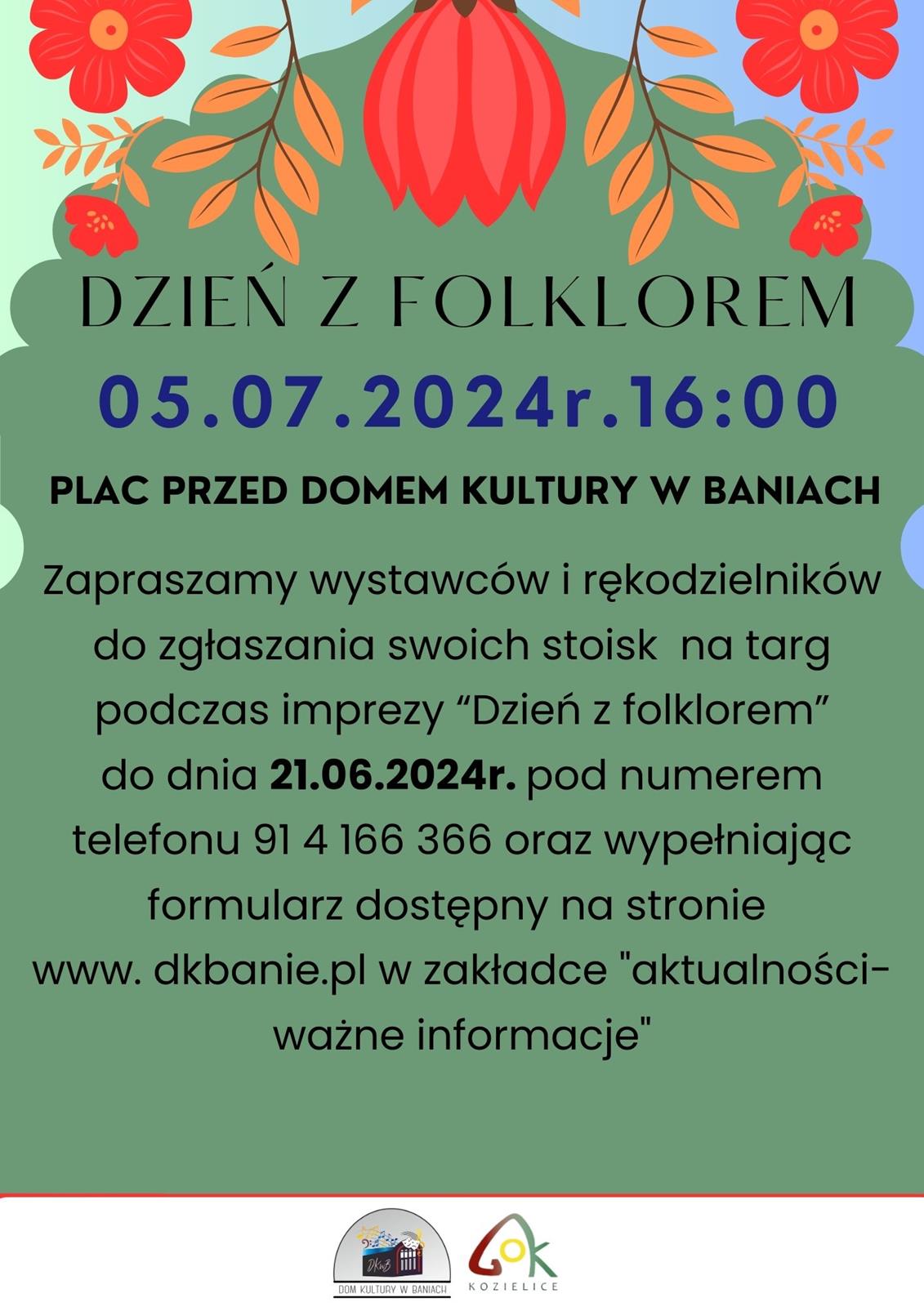 Plakat zapraszający wystawców na Dzień z folklorem