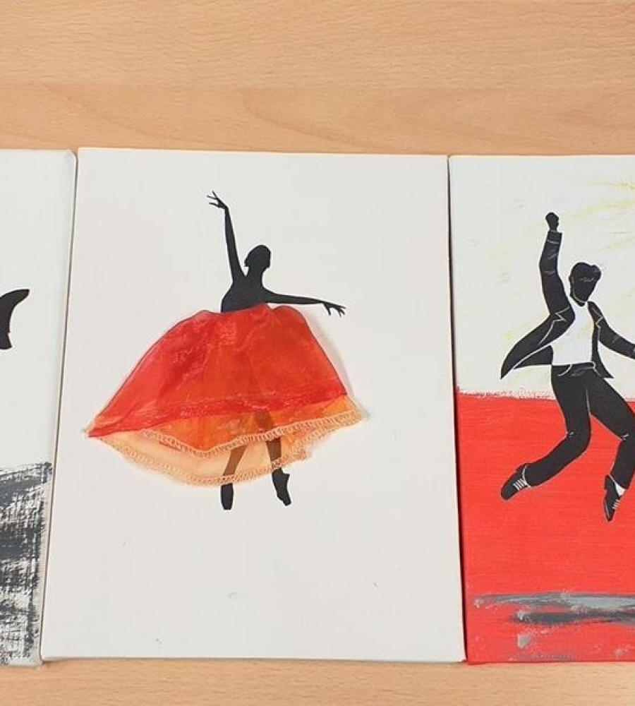 kartki z postaciami tancerzy w różnych pozach